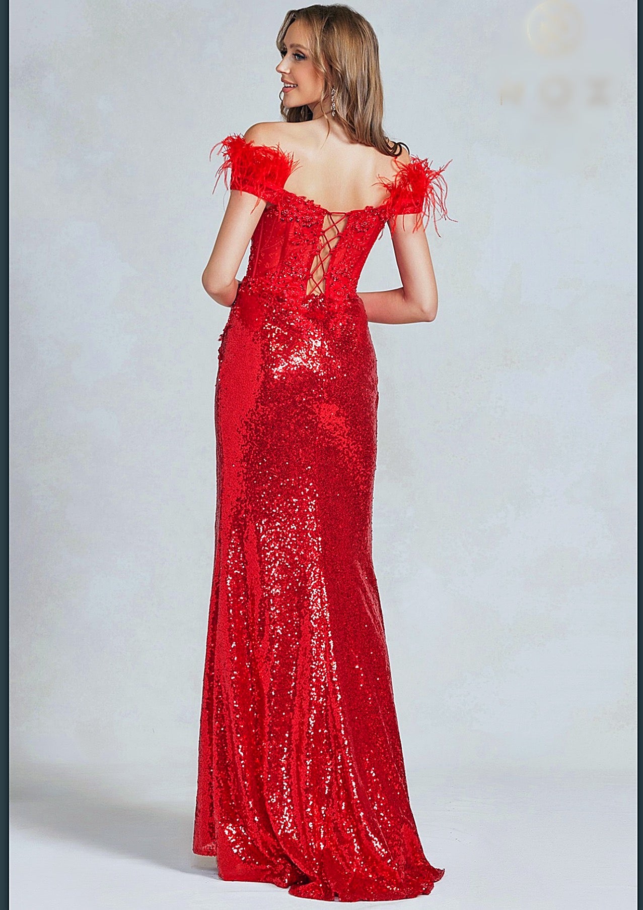 Red Sequins adorned Gown