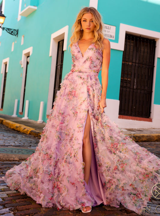 Lilac Floral Organza gown