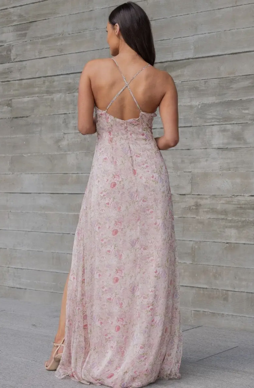 Blush floral Maxi Dress