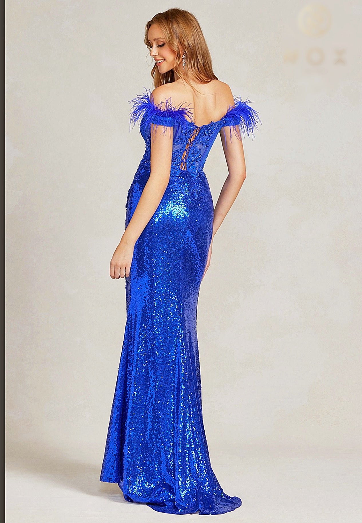 Royal  Blue Sequins adorned Gown