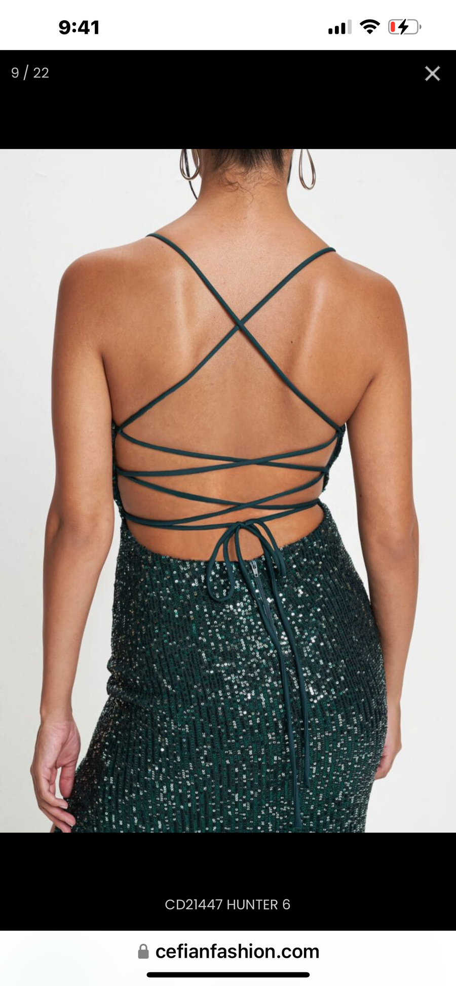 Hunter green -Strap Lattice Back Sequins Max dress