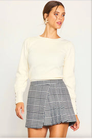 HOUNDSTOOTH PLEATED MINI SKORT