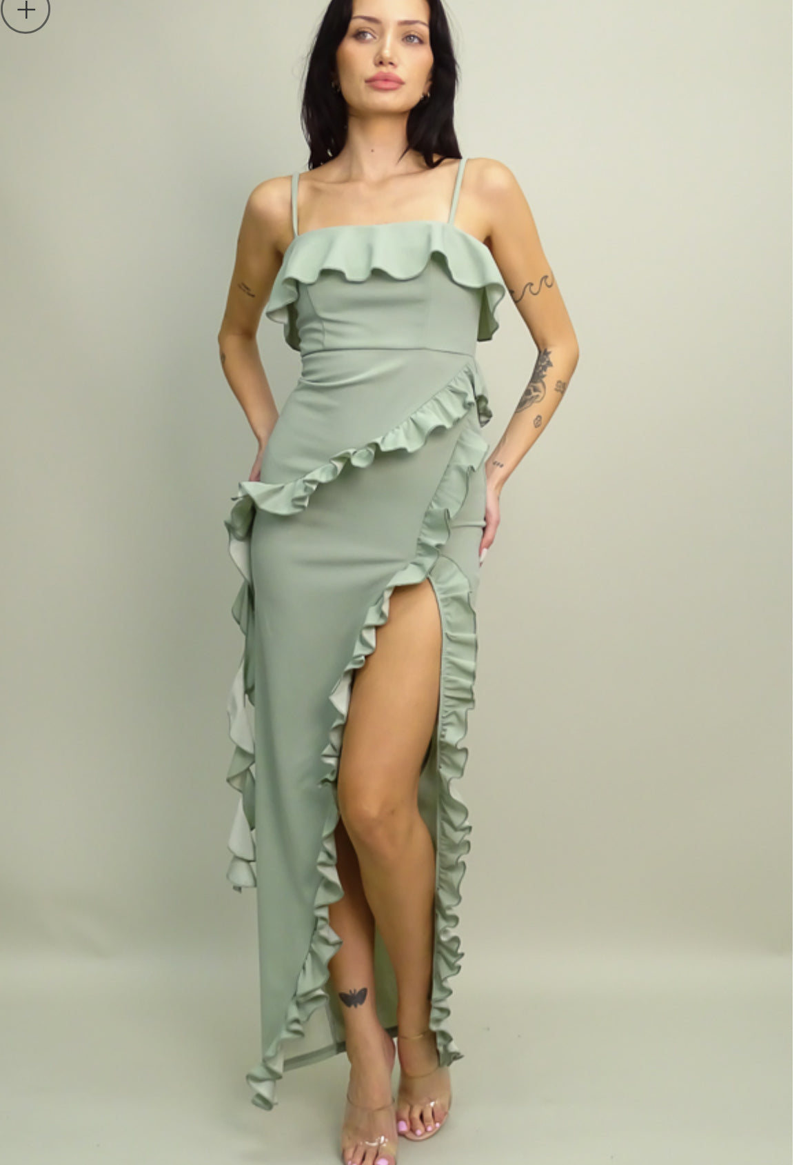 Sage Ruffle Maxi Dress