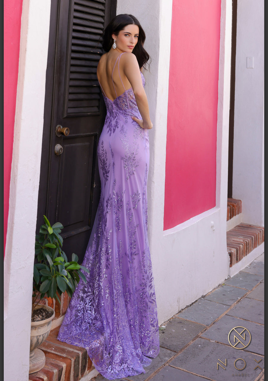 Lavender sequin cascading Dress