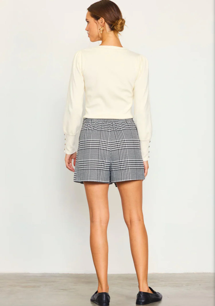 HOUNDSTOOTH PLEATED MINI SKORT