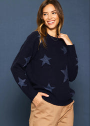 Blue LUREX STAR PRINT SWEATER