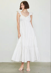 White DIANA POPLIN MAXI DRESS