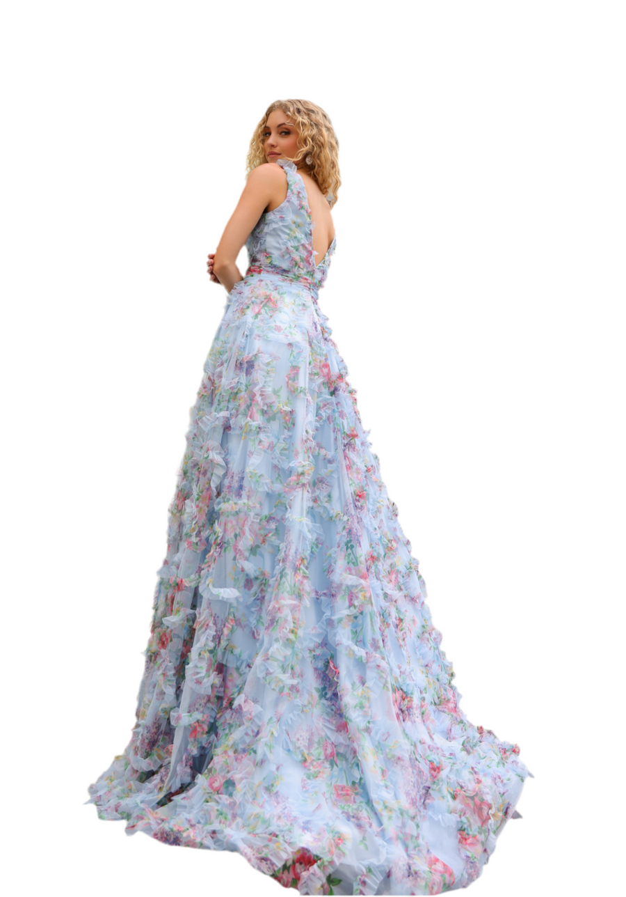 Blue floral Organza gown