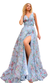 Blue floral Organza gown