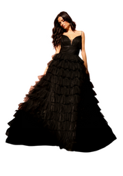 Black Exquisite Tull ruffles layers gown