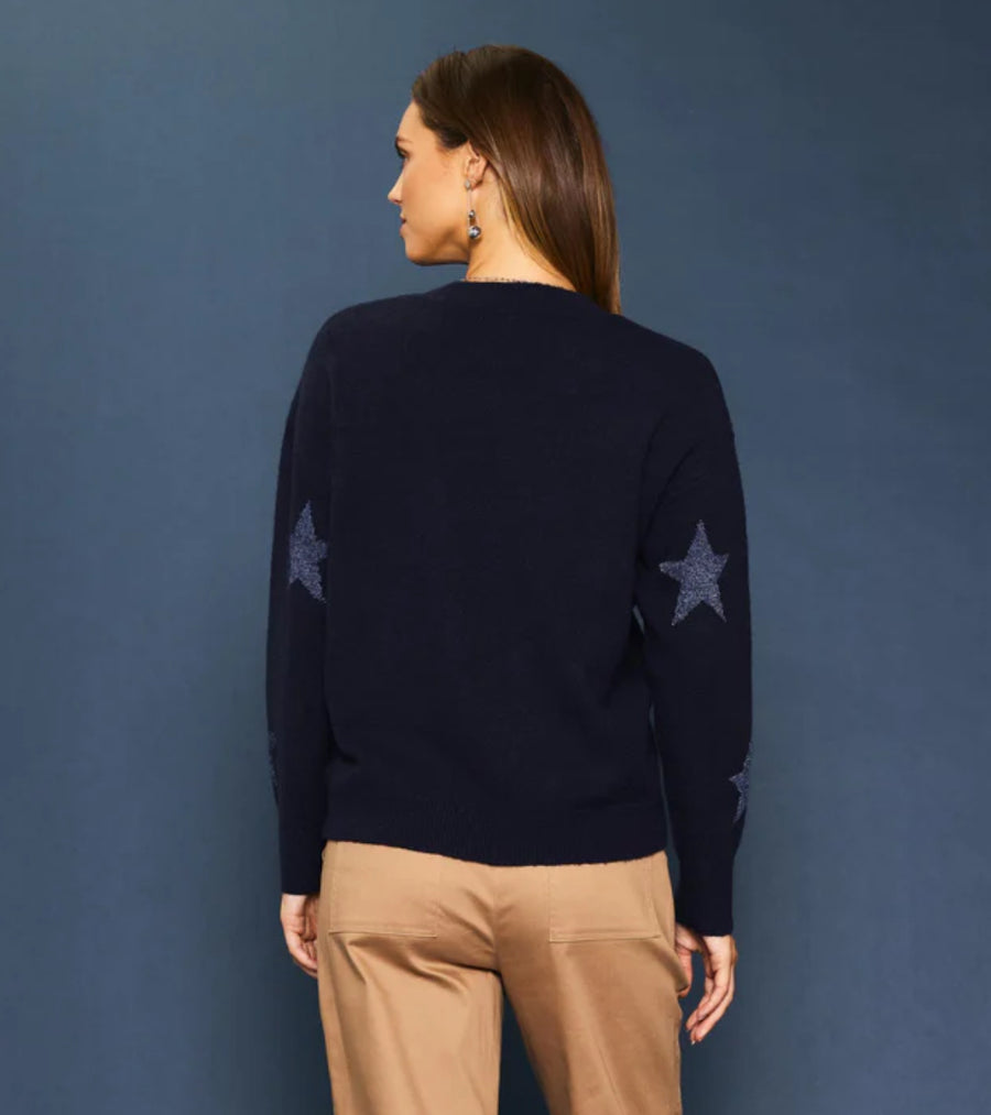 Blue LUREX STAR PRINT SWEATER