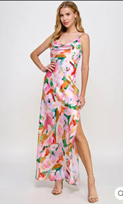 Capri Floral Satin Slip Dress