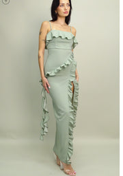 Sage Ruffle Maxi Dress