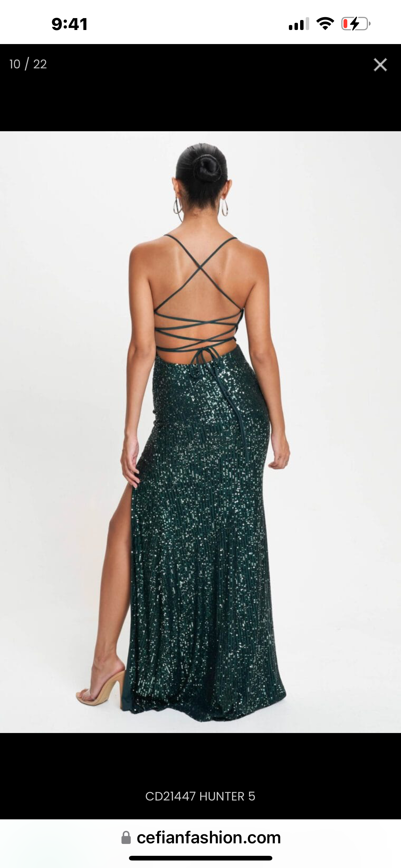 Hunter green -Strap Lattice Back Sequins Max dress