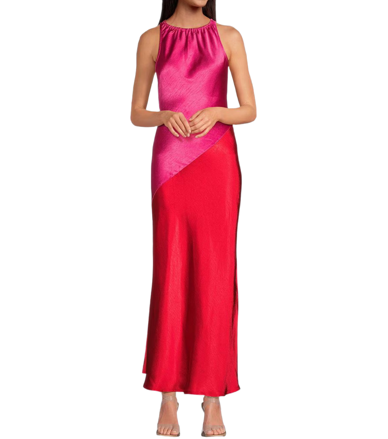 Pink Red Kavela color Block dress