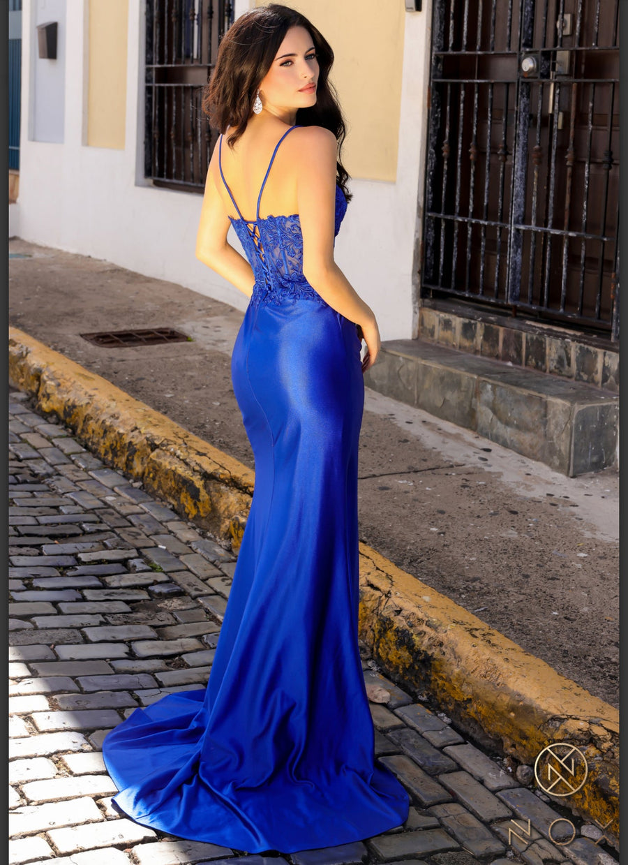 Royal blue Satin Embellishment gown