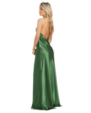 Olive color - Lucia High Neck Satin Gown