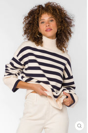 CADEN NAVY IVORY STRIPE SWEATER