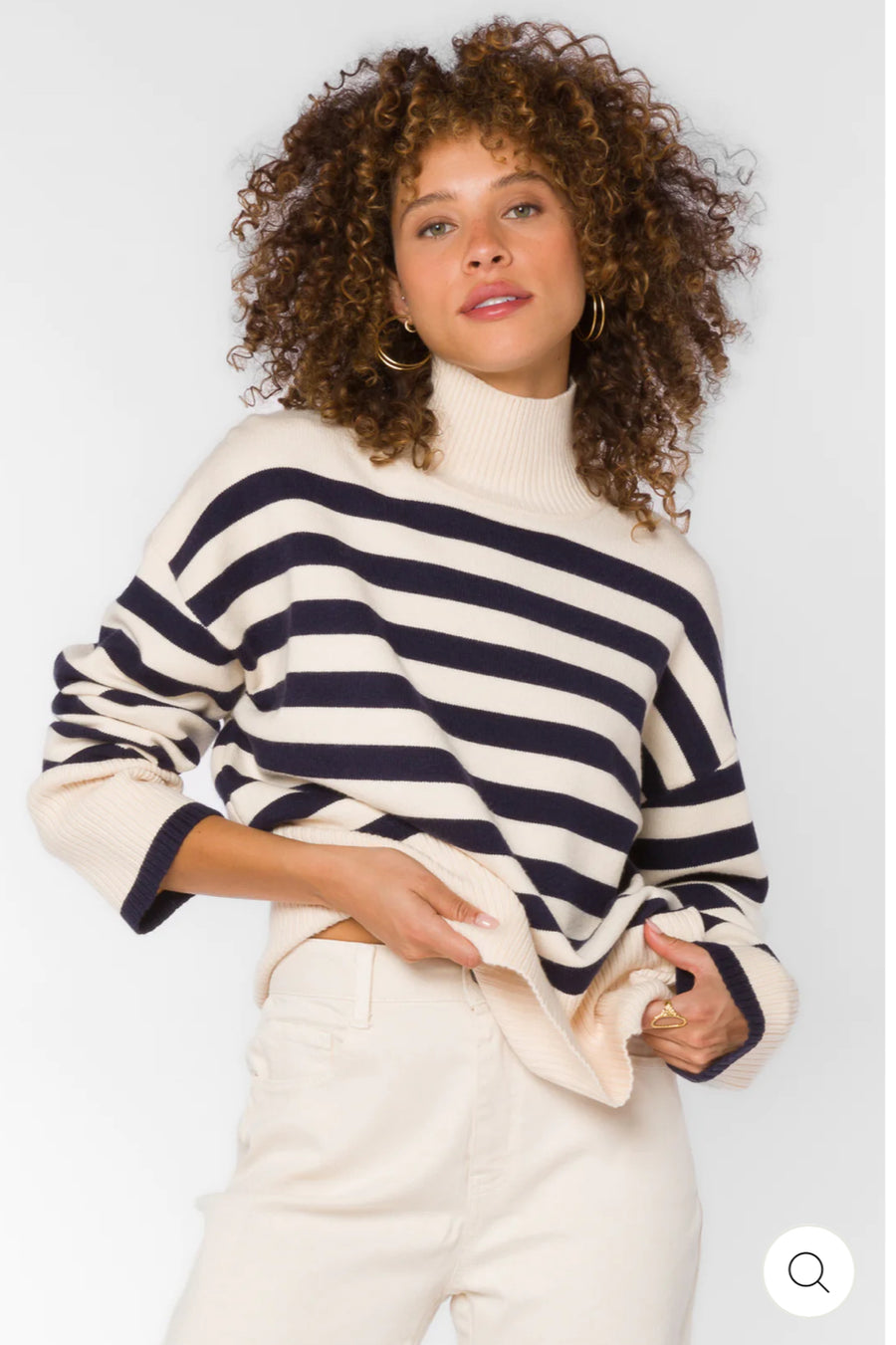 CADEN NAVY IVORY STRIPE SWEATER