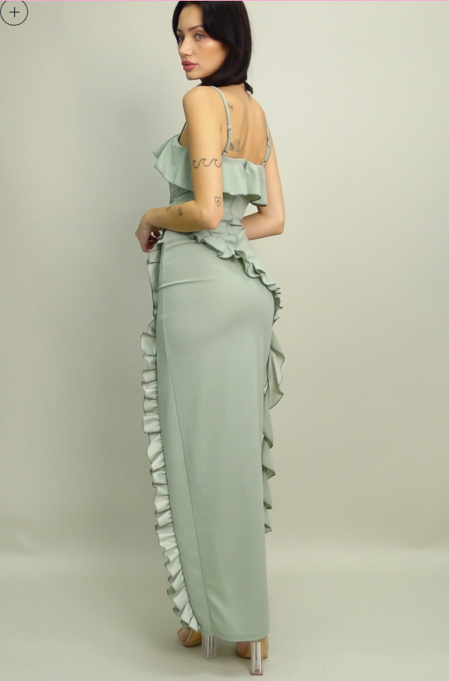 Sage Ruffle Maxi Dress