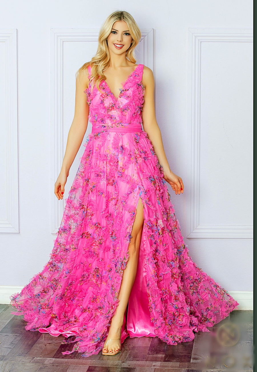 Pink Floral Organza gown