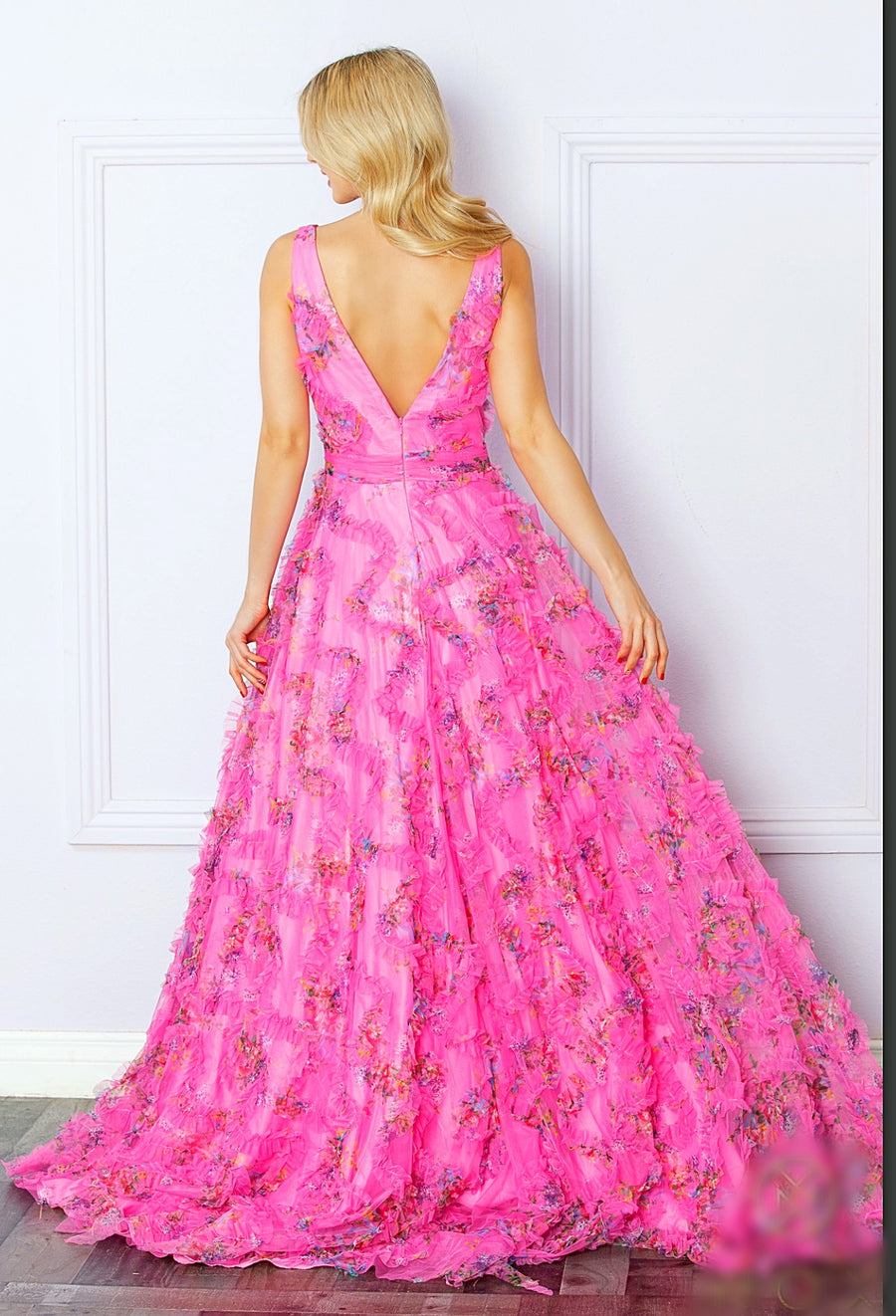 Pink Floral Organza gown