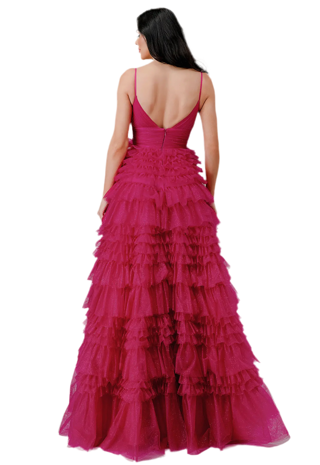 Fuchsia Ruffled Layed Tulle Gown