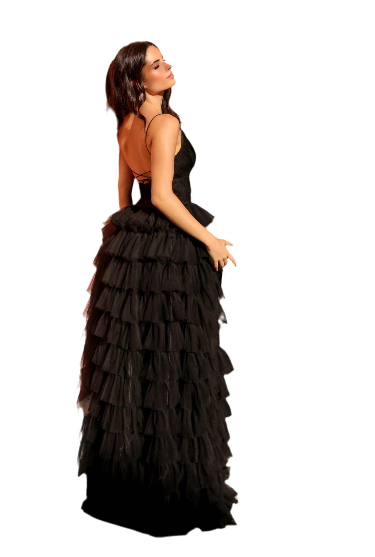 Black Exquisite Tull ruffles layers gown