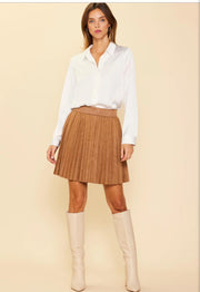 FAUX SUEDE PLEATED SKIRT