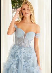 Powder Blue A line till detail gown