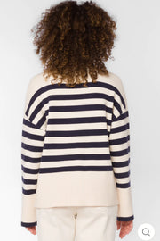 CADEN NAVY IVORY STRIPE SWEATER