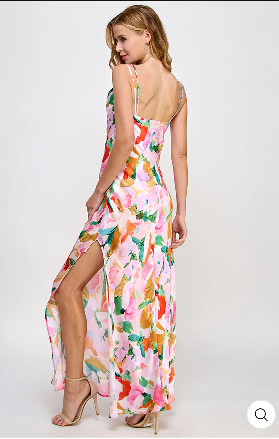 Capri Floral Satin Slip Dress