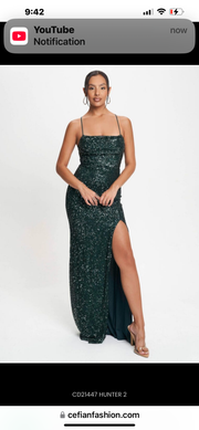 Hunter green -Strap Lattice Back Sequins Max dress