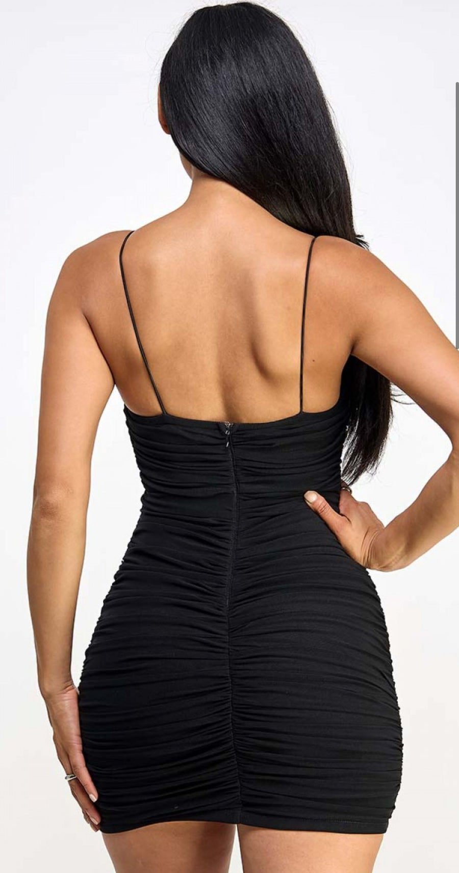 Black Ruched bodycon dress