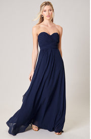 Navy-Beloved Ruched Sweetheart Convertible Dress