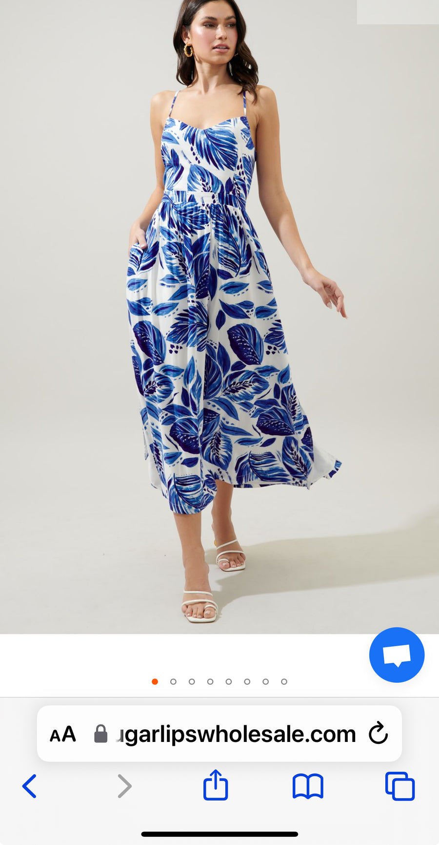 Dawson Palm Print Aisha Open Back Midi Dress