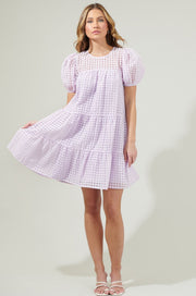 Lavender-Nest Organza Tiered Mini Dress