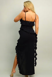 Black- Ruffle Maxi Dress