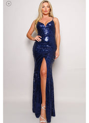 Navy-BARDOT ART DECO MAXI SEQUINS DRESS