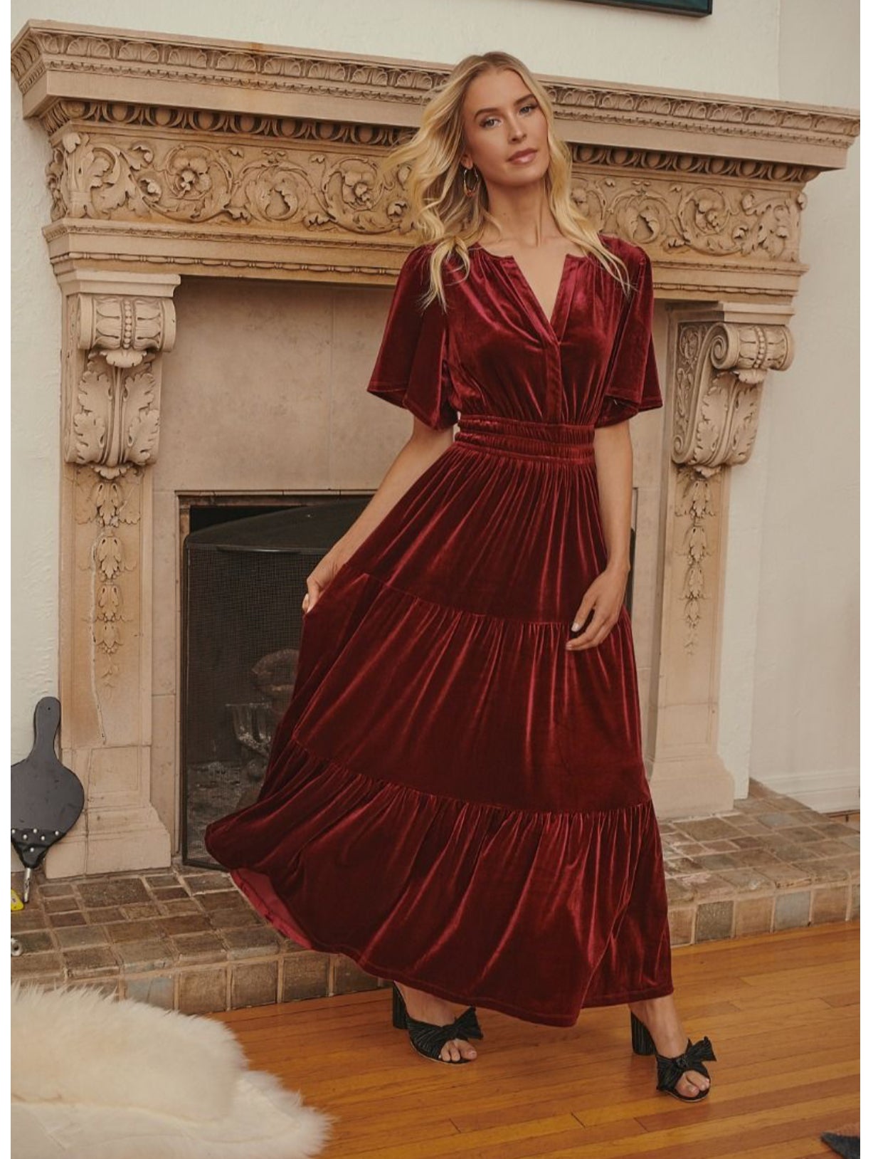 Debbie Velvet Red Dress