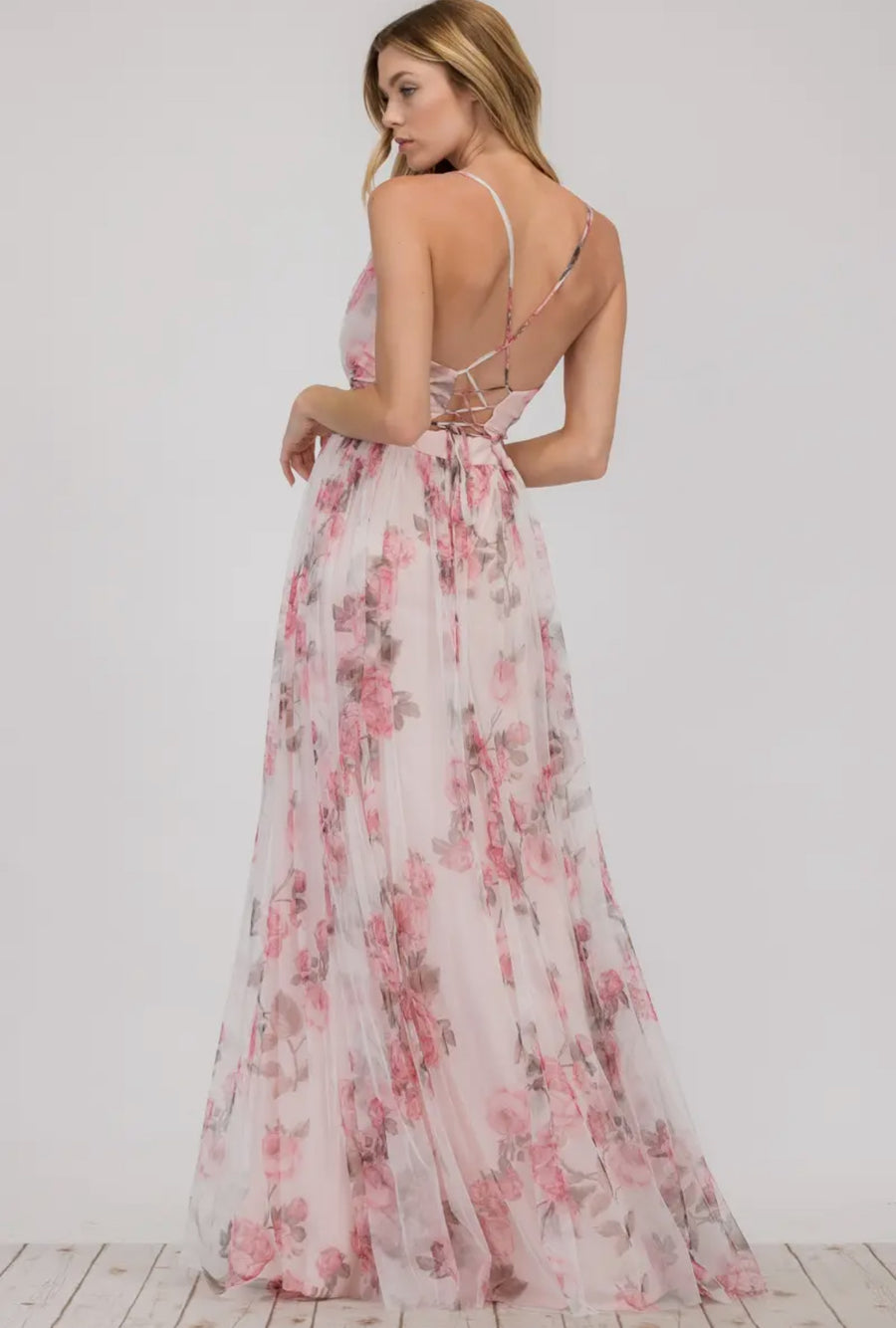 Floral Mesh Maxi Dress