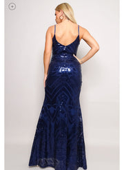 Navy-BARDOT ART DECO MAXI SEQUINS DRESS