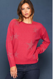 Pink LUREX STAR PRINT SWEATER