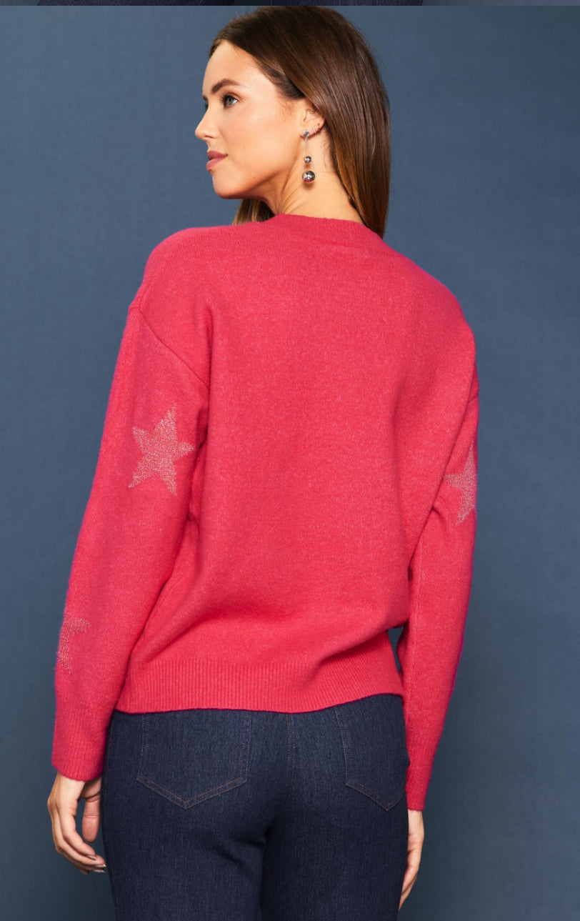 Pink LUREX STAR PRINT SWEATER