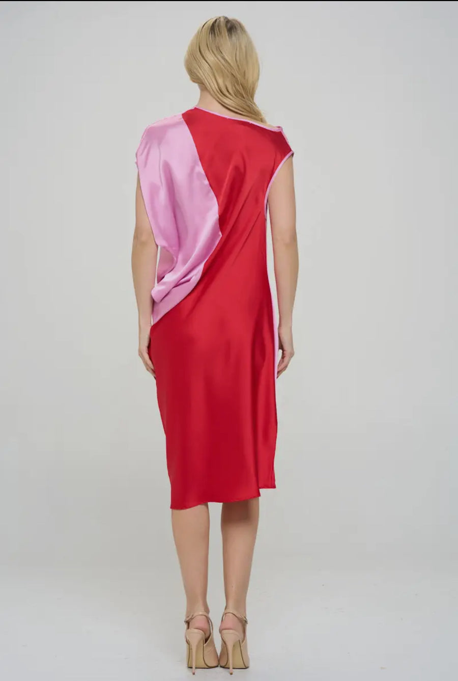 Color Block Asymmetrical drop shoulder Midi dress