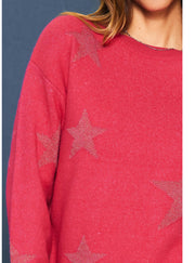 Pink LUREX STAR PRINT SWEATER