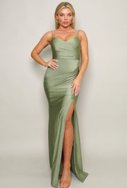 Sage-HIGH STANDARDS HALTER MAXI DRESS