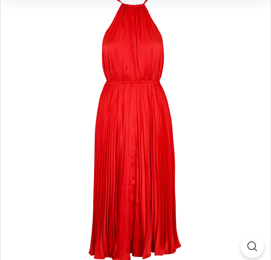 Kora Pleated Red Dress