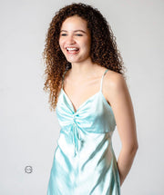 Ice Blue satin slip dress