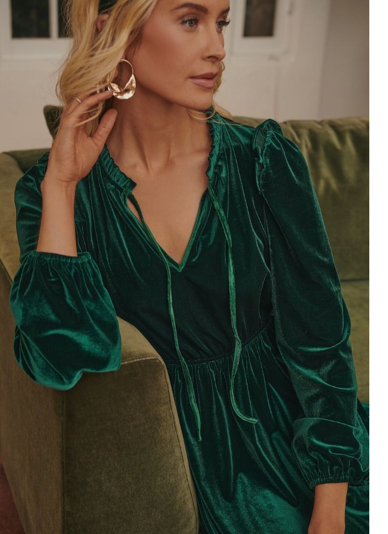 Debby Velvet Green  Maxi Dress